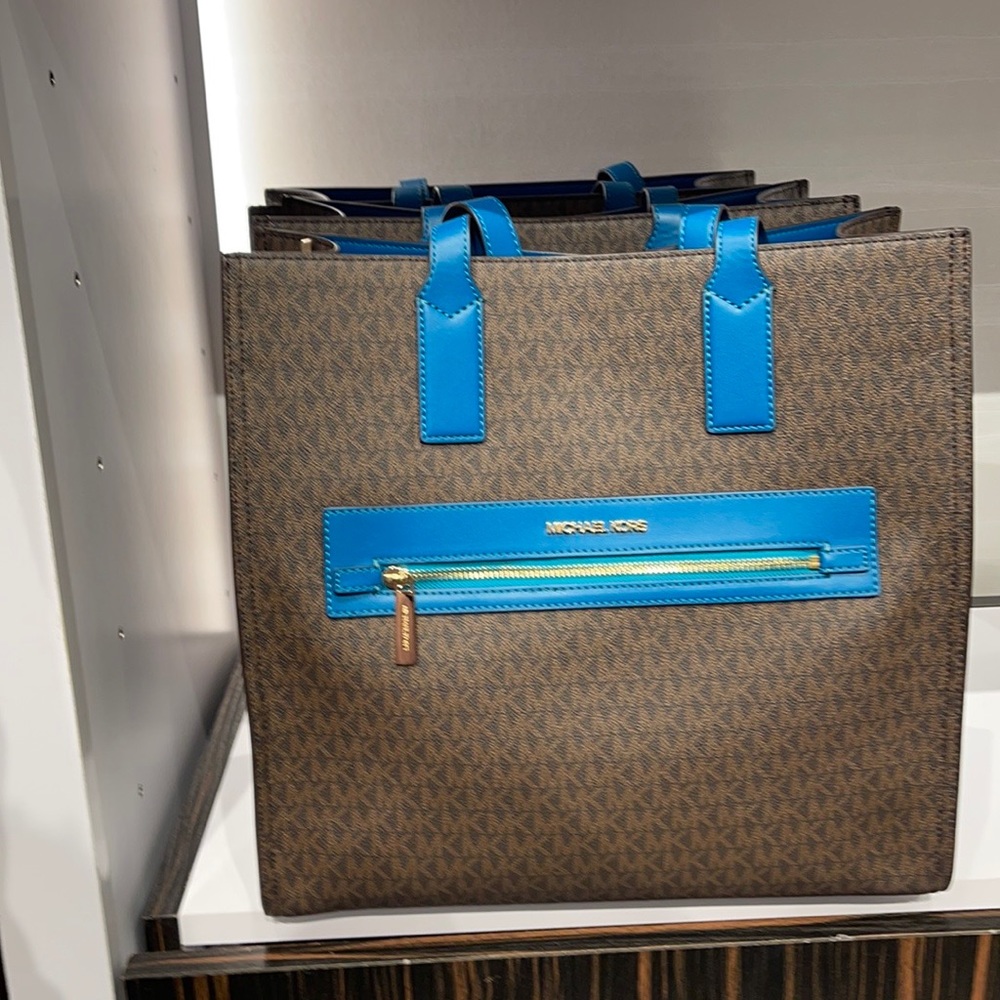 MICHAEL KORS KENLY LARGE NS GRAPHIC LOGO TOTE SATCHEL SHOULDER BAGMK SIGNATURE - Picture 16 of 16